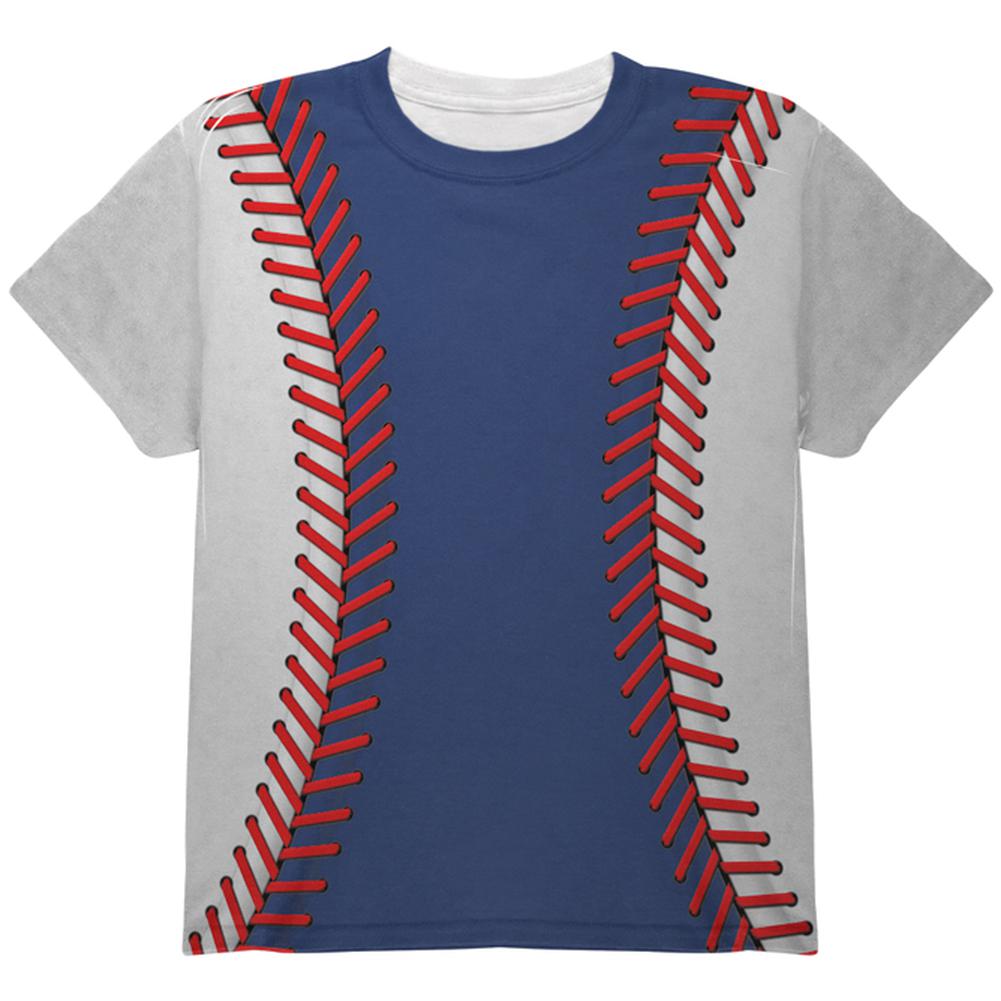Baseball League Blue and White All Over Youth T Shirt Youth T-Shirts Old Glory LG Multi