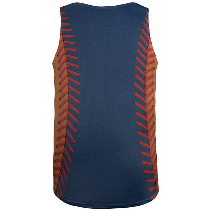 Baseball League Navy Blue and Orange All Over Mens Tank Top Men's Tank Tops Old Glory