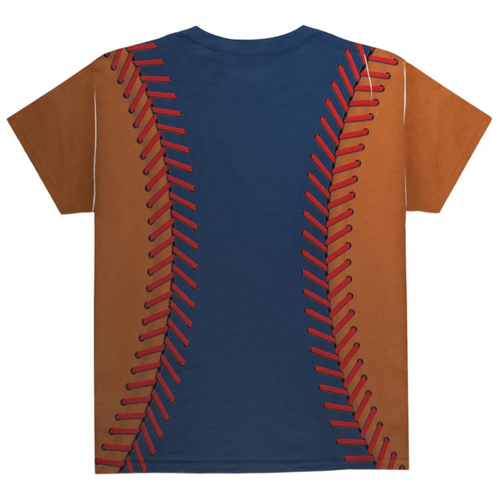 Baseball League Navy Blue and Orange All Over Youth T Shirt Youth T-Shirts Old Glory