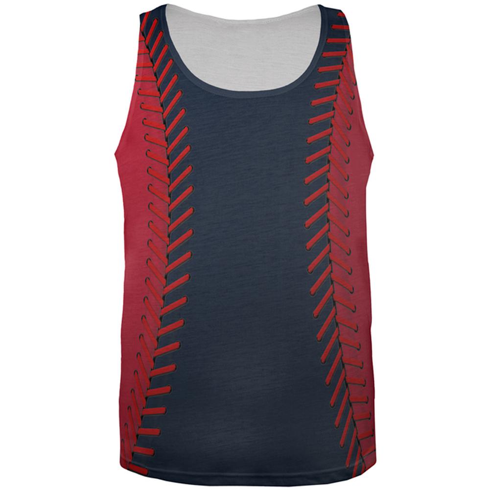 Baseball League Navy Blue and Red All Over Mens Tank Top Men's Tank Tops Old Glory 2XL Multi