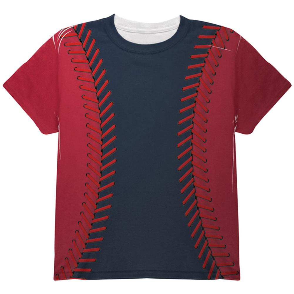 Baseball League Navy Blue and Red All Over Youth T Shirt Youth T-Shirts Old Glory LG Multi