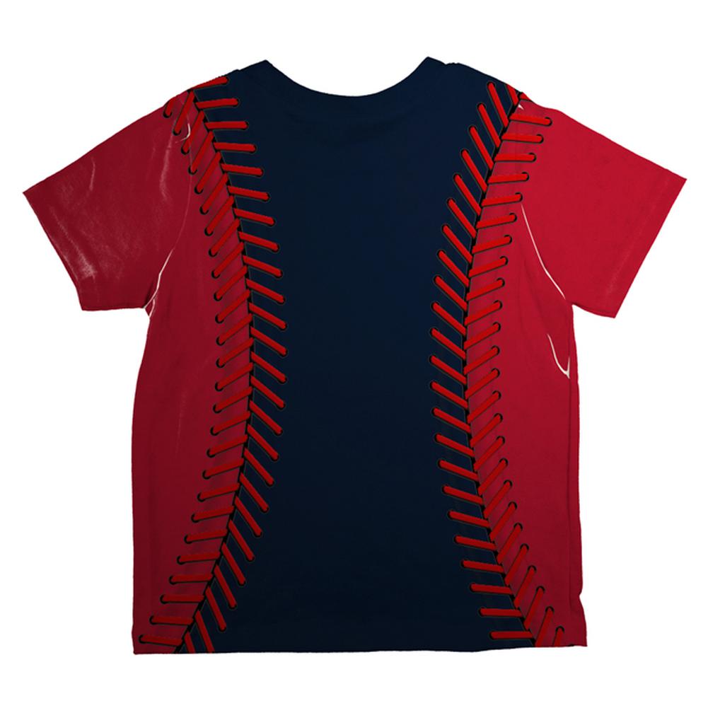 Baseball League Navy Blue and Red All Over Toddler T Shirt Toddler T-Shirts Old Glory