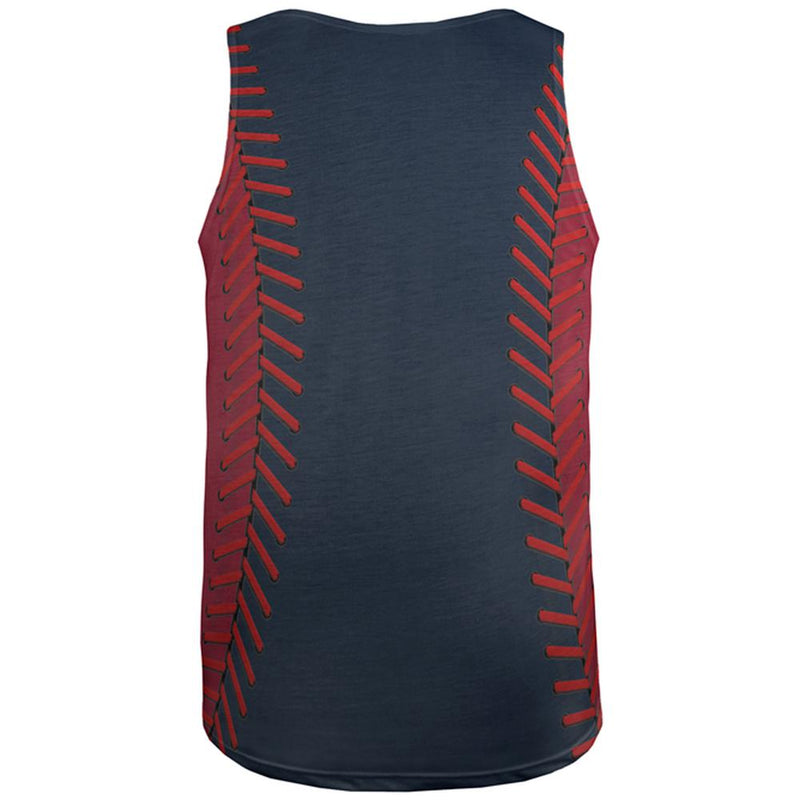 Baseball League Navy Blue and Scarlet All Over Mens Tank Top Men's Tank Tops Old Glory