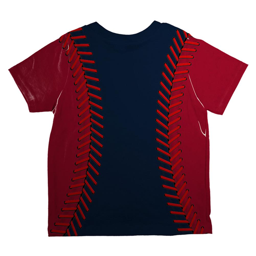 Baseball League Navy Blue and Scarlet All Over Toddler T Shirt Toddler T-Shirts Old Glory