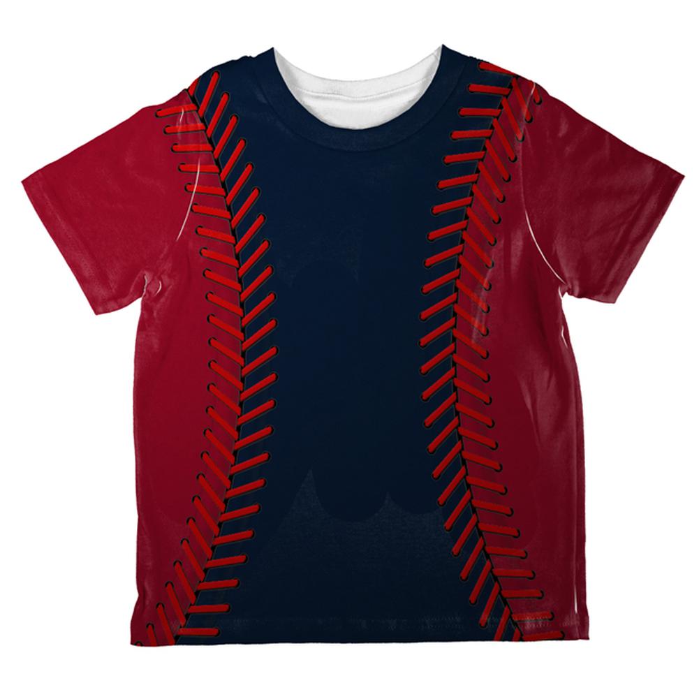Baseball League Navy Blue and Scarlet All Over Toddler T Shirt Toddler T-Shirts Old Glory 2T Multi