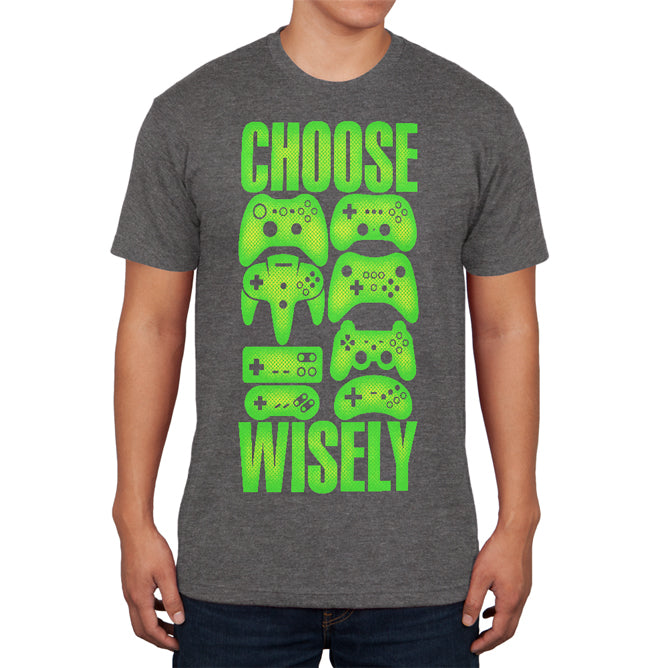 Choose Your Weapon Wisely Video Games Mens Soft T Shirt Men's T-Shirts Old Glory XL Charcoal
