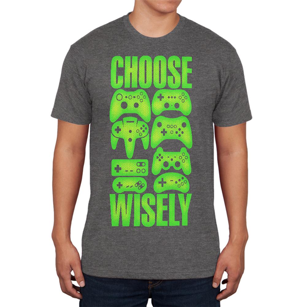 Choose Your Weapon Wisely Video Games Mens Soft T Shirt Men's T-Shirts Old Glory 2XL Charcoal Heather