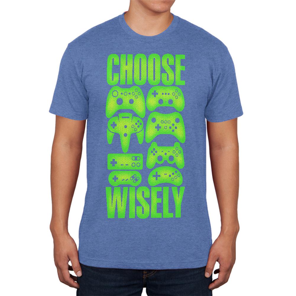 Choose Your Weapon Wisely Video Games Mens Soft T Shirt Men's T-Shirts Old Glory 2XL Heather Royal