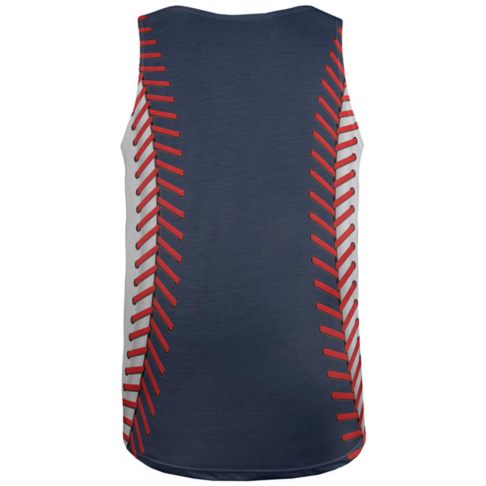 Baseball League Navy Blue and White All Over Mens Tank Top Men's Tank Tops Old Glory