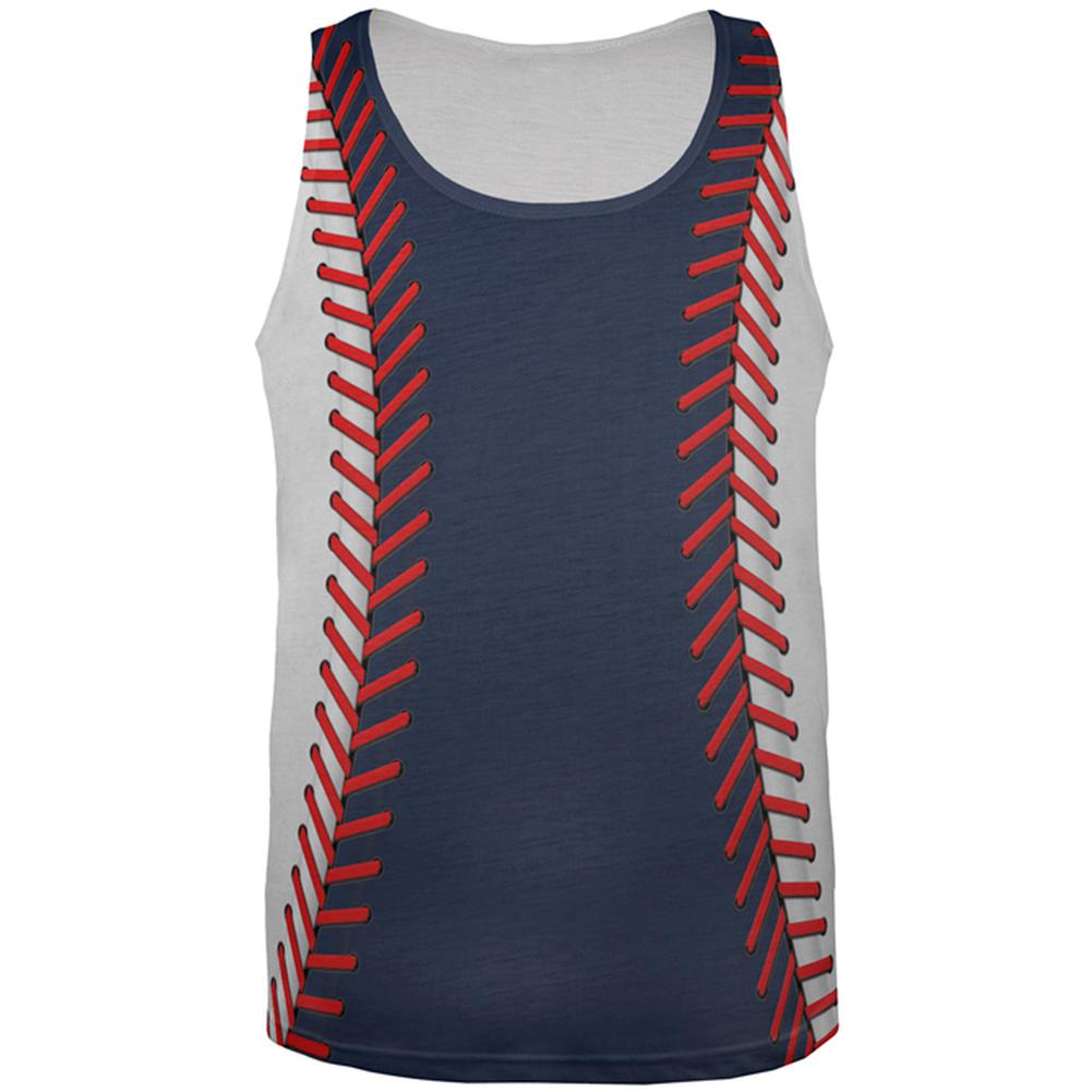 Baseball League Navy Blue and White All Over Mens Tank Top Men's Tank Tops Old Glory 2XL Multi