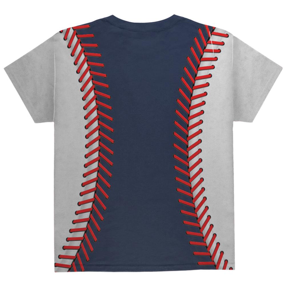 Baseball League Navy Blue and White All Over Youth T Shirt Youth T-Shirts Old Glory