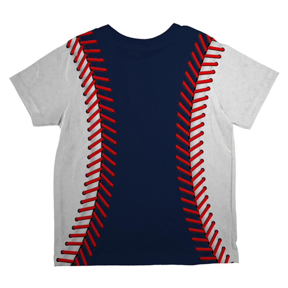 Baseball League Navy Blue and White All Over Toddler T Shirt Toddler T-Shirts Old Glory