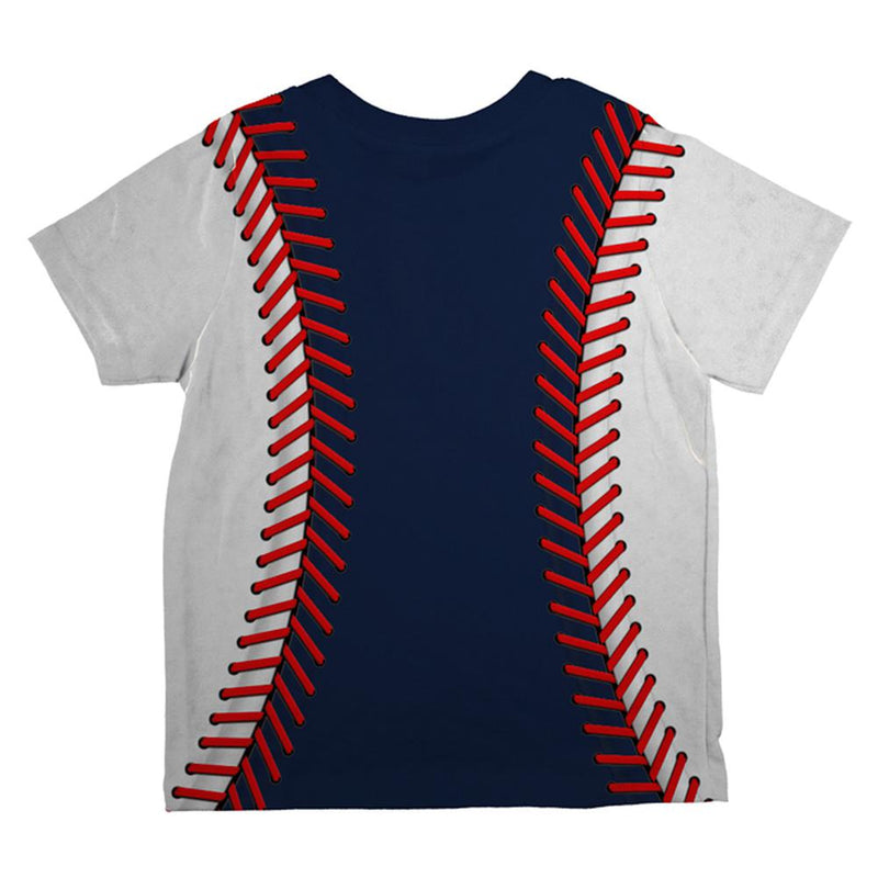Baseball League Navy Blue and White All Over Toddler T Shirt Toddler T-Shirts Old Glory
