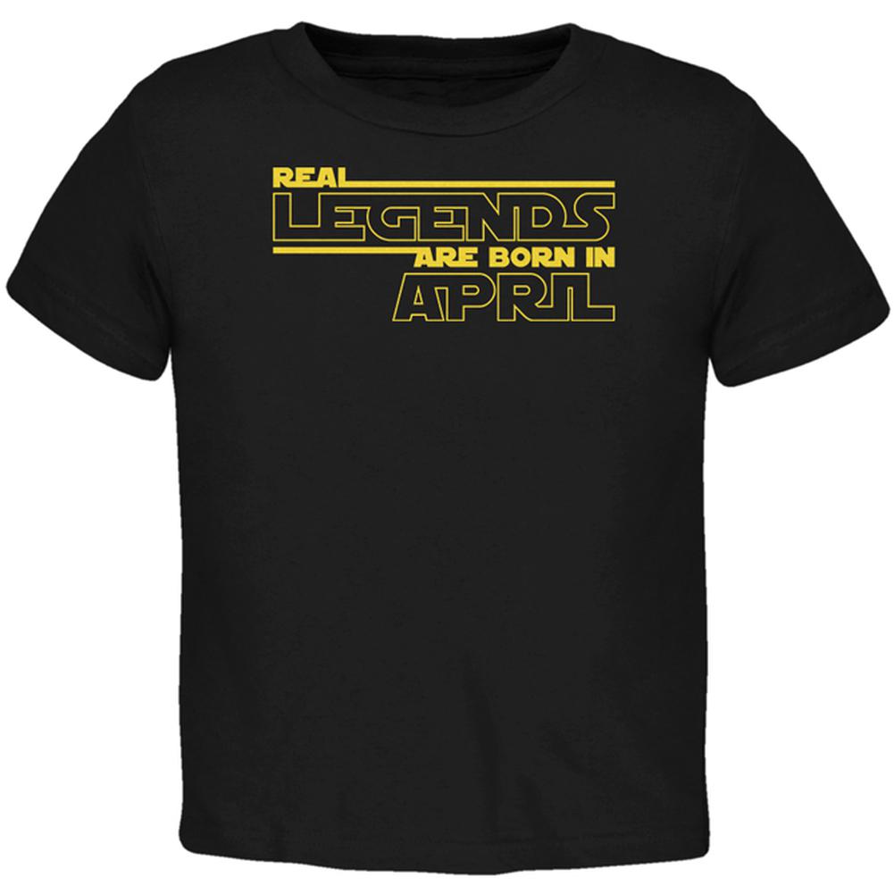 Real Legends are Born in April Toddler T Shirt Toddler T-Shirts Old Glory 2T Black