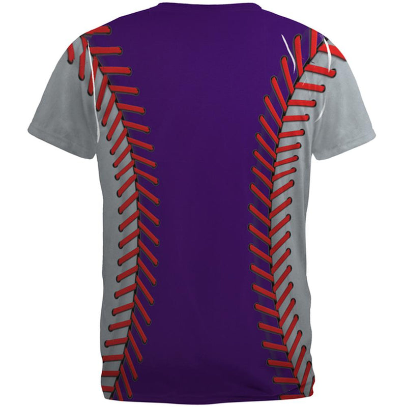 Baseball League Purple and Silver All Over Mens T Shirt Men's T-Shirts Old Glory