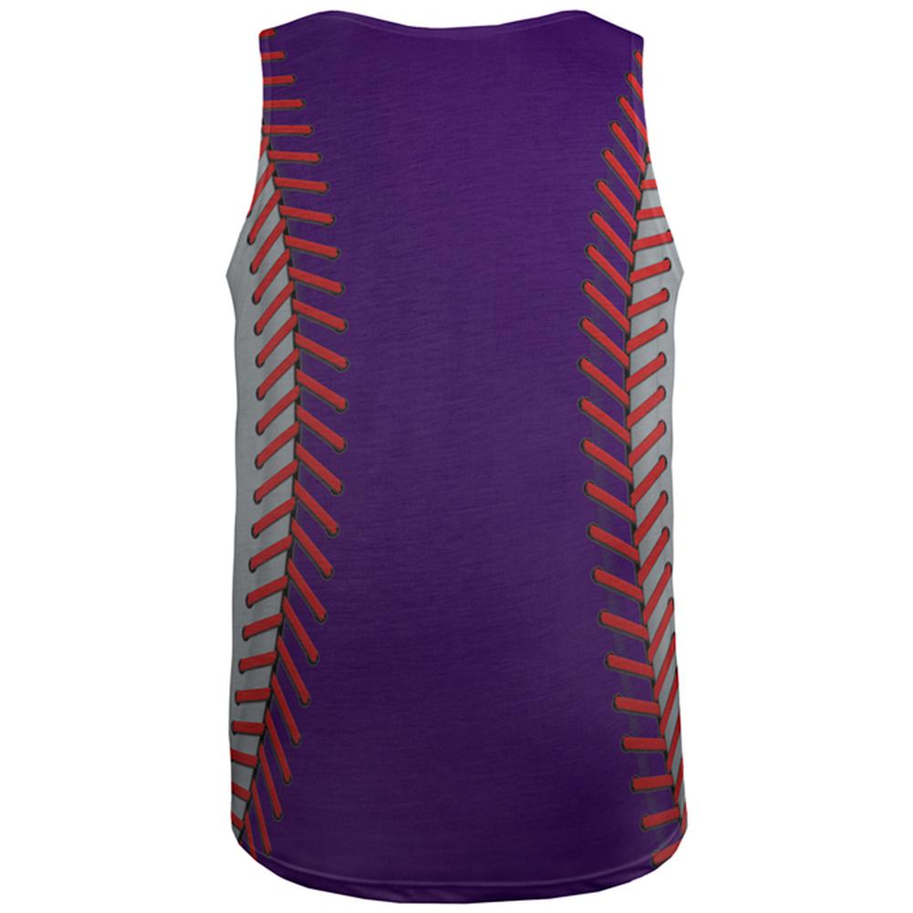 Baseball League Purple and Silver All Over Mens Tank Top Men's Tank Tops Old Glory