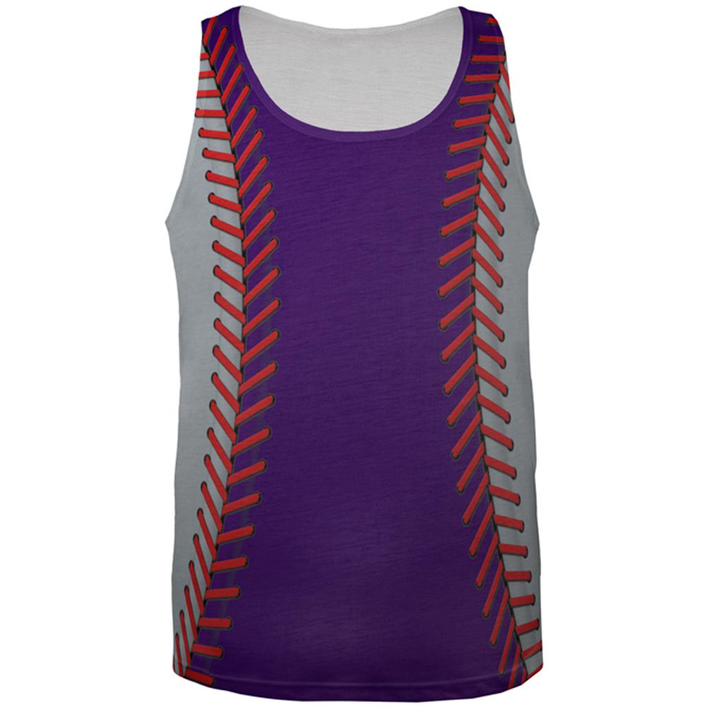 Baseball League Purple and Silver All Over Mens Tank Top Men's Tank Tops Old Glory 2XL Multi