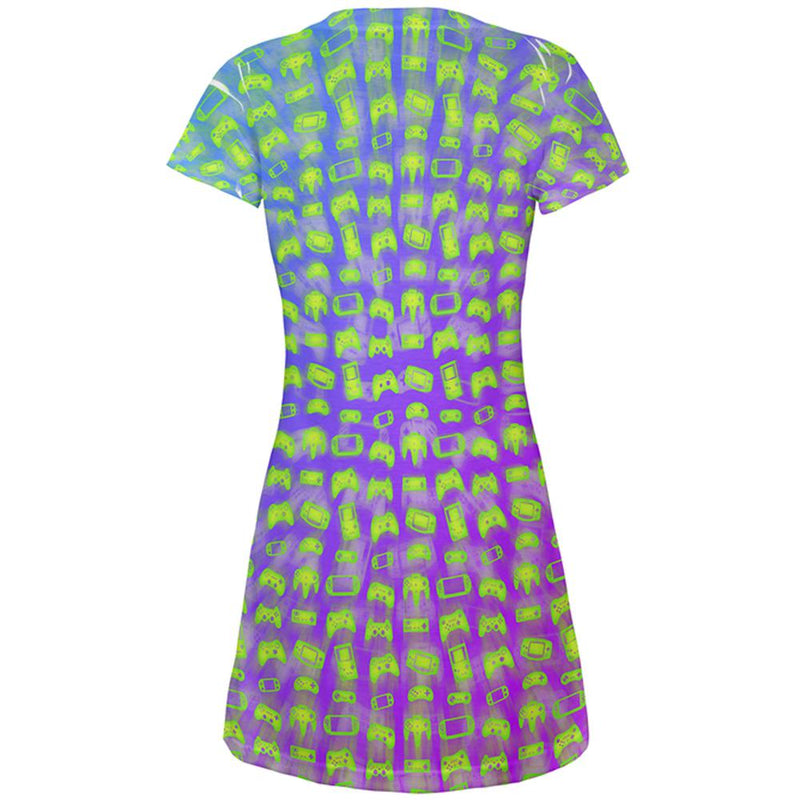Choose your Weapon Wisely Pattern Video Games All Over Juniors Beach Cover-Up Dress Juniors Dresses Old Glory
