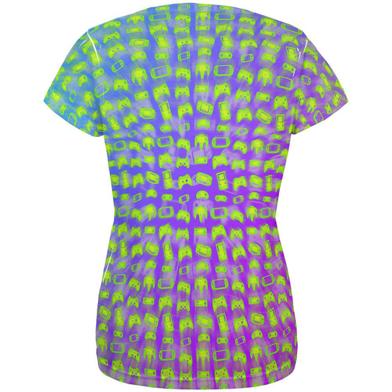 Choose your Weapon Wisely Pattern Video Games All Over Womens T Shirt Women's T-Shirts Old Glory