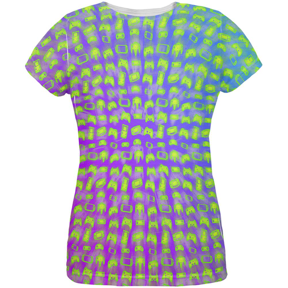 Choose your Weapon Wisely Pattern Video Games All Over Womens T Shirt Women's T-Shirts Old Glory 2XL Multi