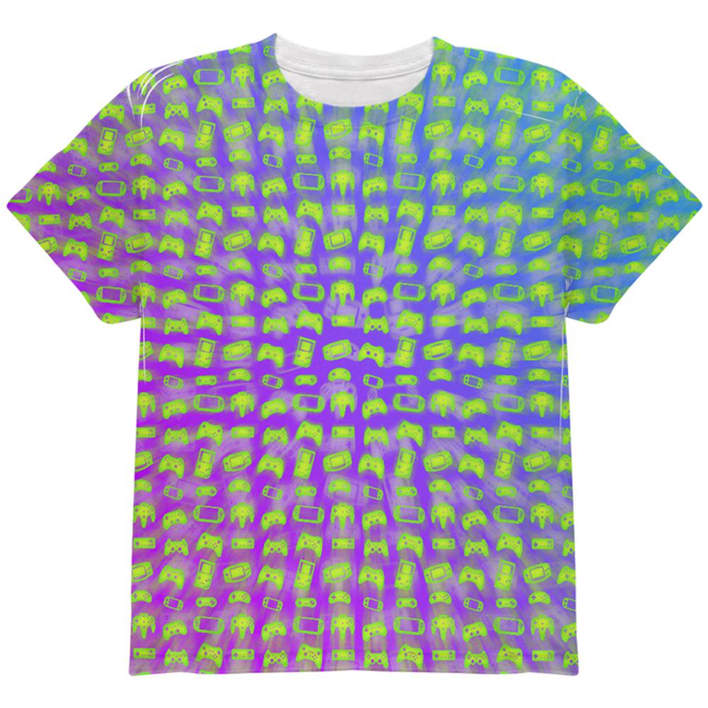 Choose your Weapon Wisely Pattern Video Games All Over Youth T Shirt Youth T-Shirts Old Glory LG Multi
