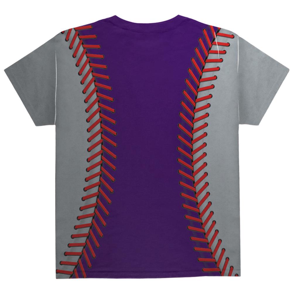 Baseball League Purple and Silver All Over Youth T Shirt Youth T-Shirts Old Glory