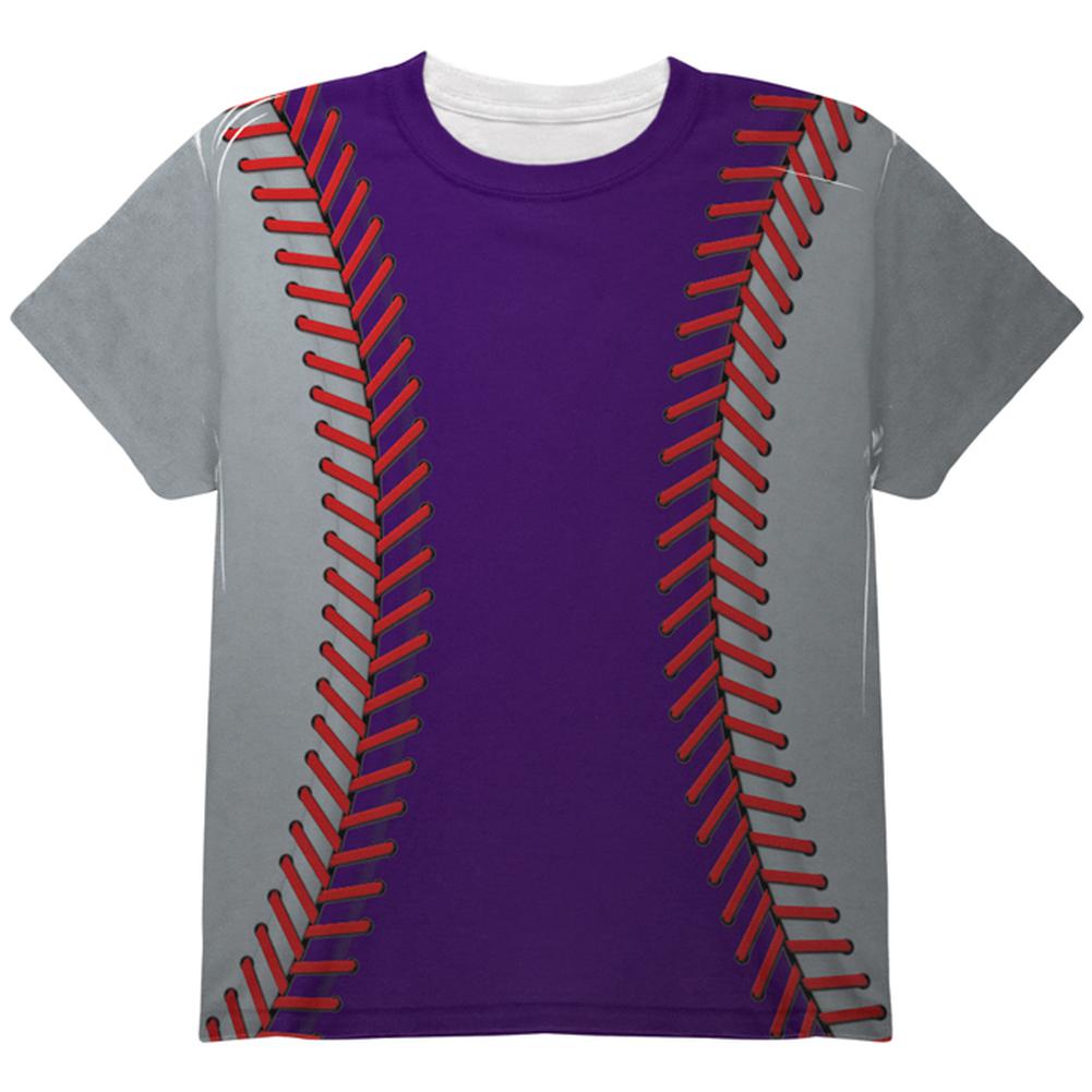 Baseball League Purple and Silver All Over Youth T Shirt Youth T-Shirts Old Glory LG Multi
