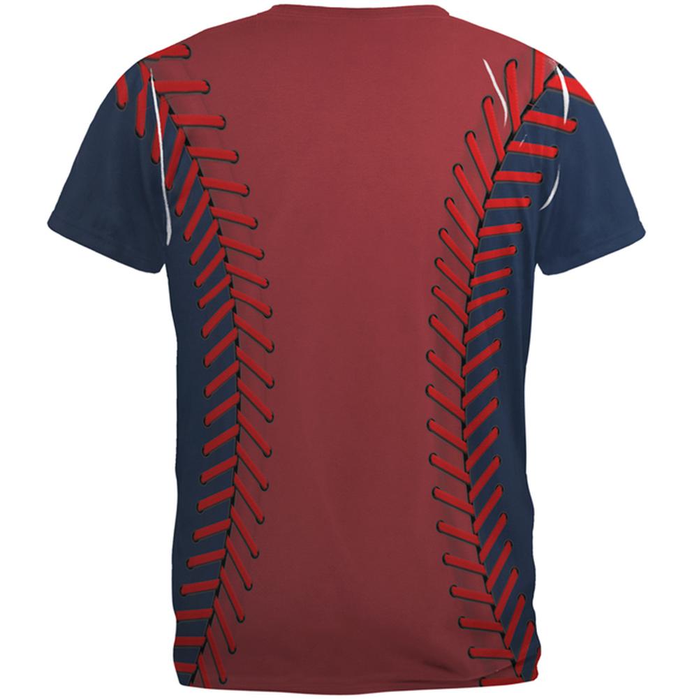 Baseball League Red and Navy Blue All Over Mens T Shirt Men's T-Shirts Old Glory