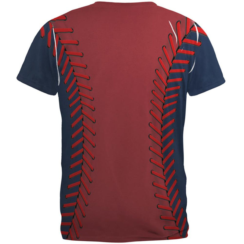 Baseball League Red and Navy Blue All Over Mens T Shirt Men's T-Shirts Old Glory