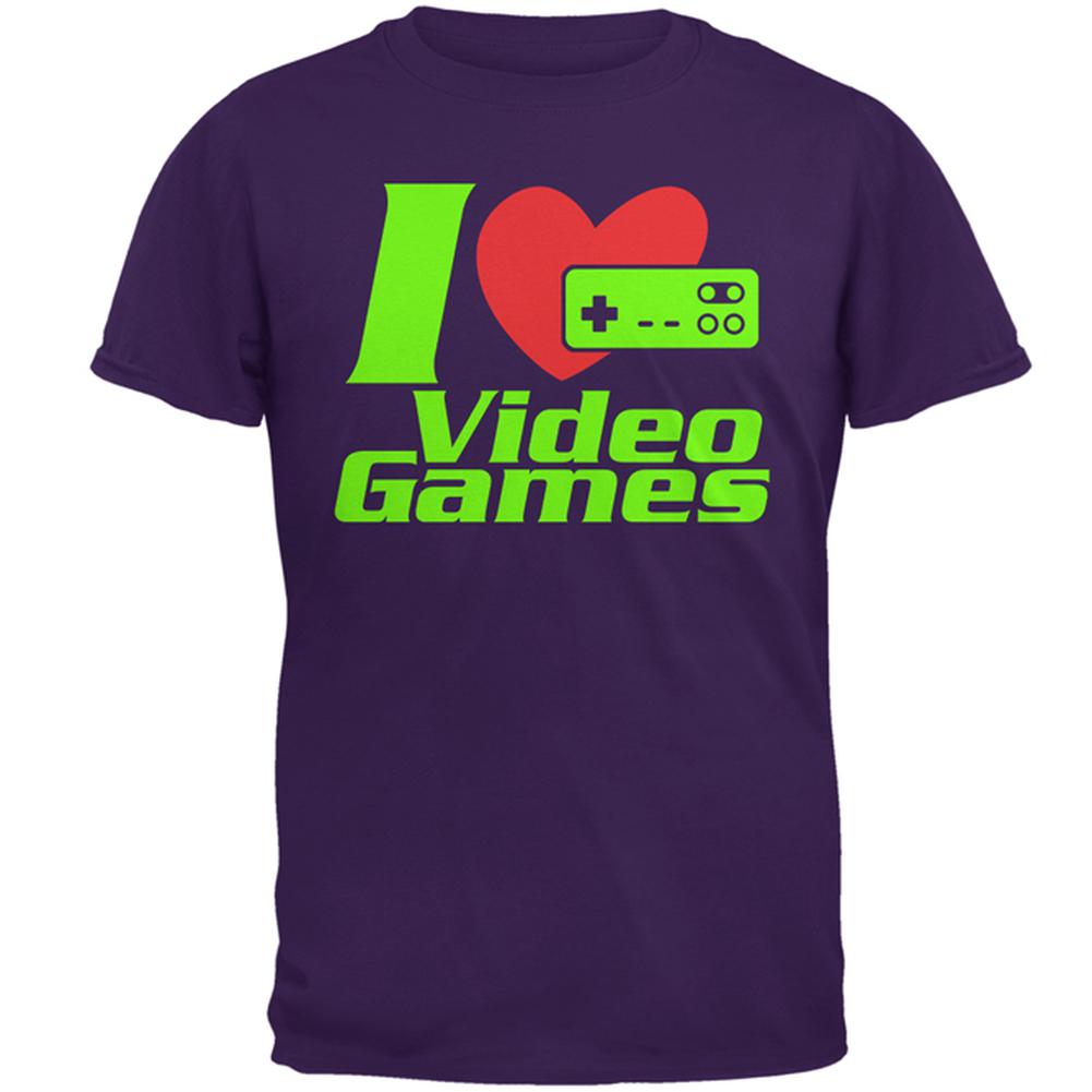 I Heart Video Games Gen 1 Mens T Shirt Men's T-Shirts Old Glory 2XL Purple