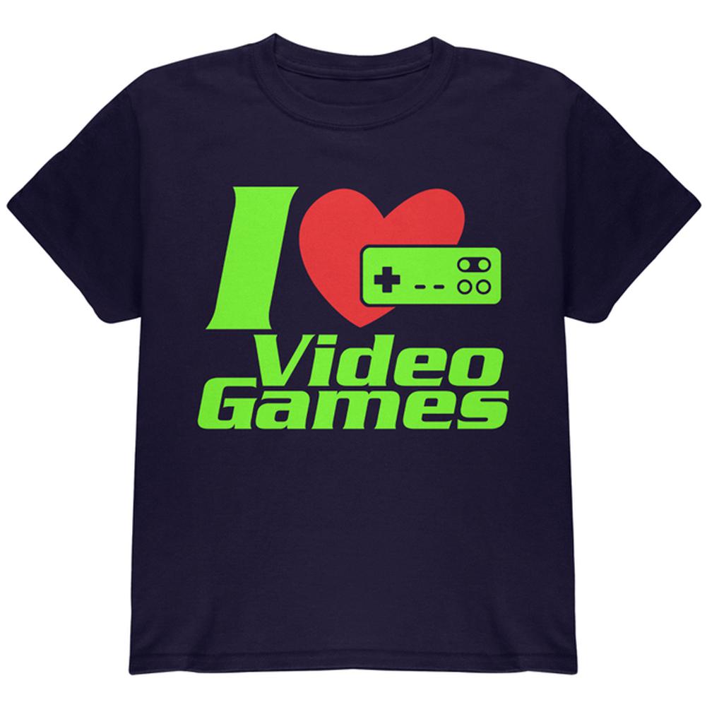 I Heart Video Games Gen 1 Youth T Shirt Youth T-Shirts Old Glory LG Navy
