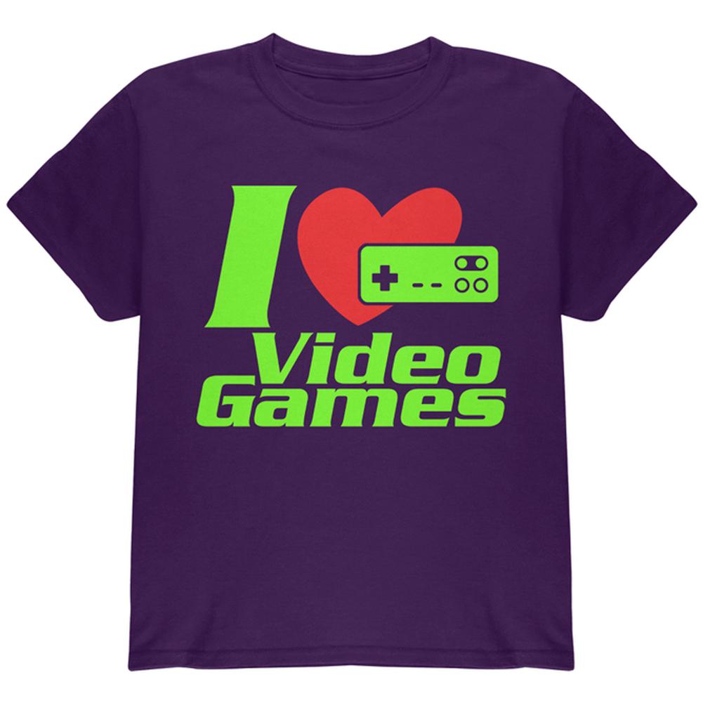 I Heart Video Games Gen 1 Youth T Shirt Youth T-Shirts Old Glory LG Purple