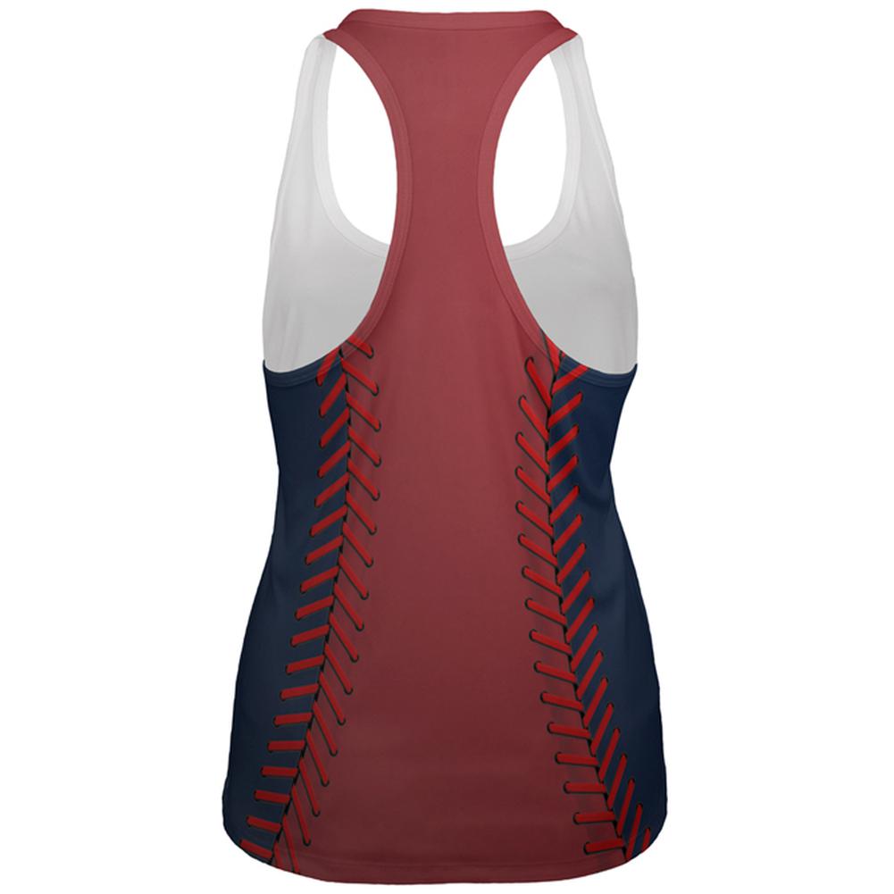 Baseball League Red and Navy Blue All Over Womens Work Out Tank Top Women's Tank Tops Old Glory