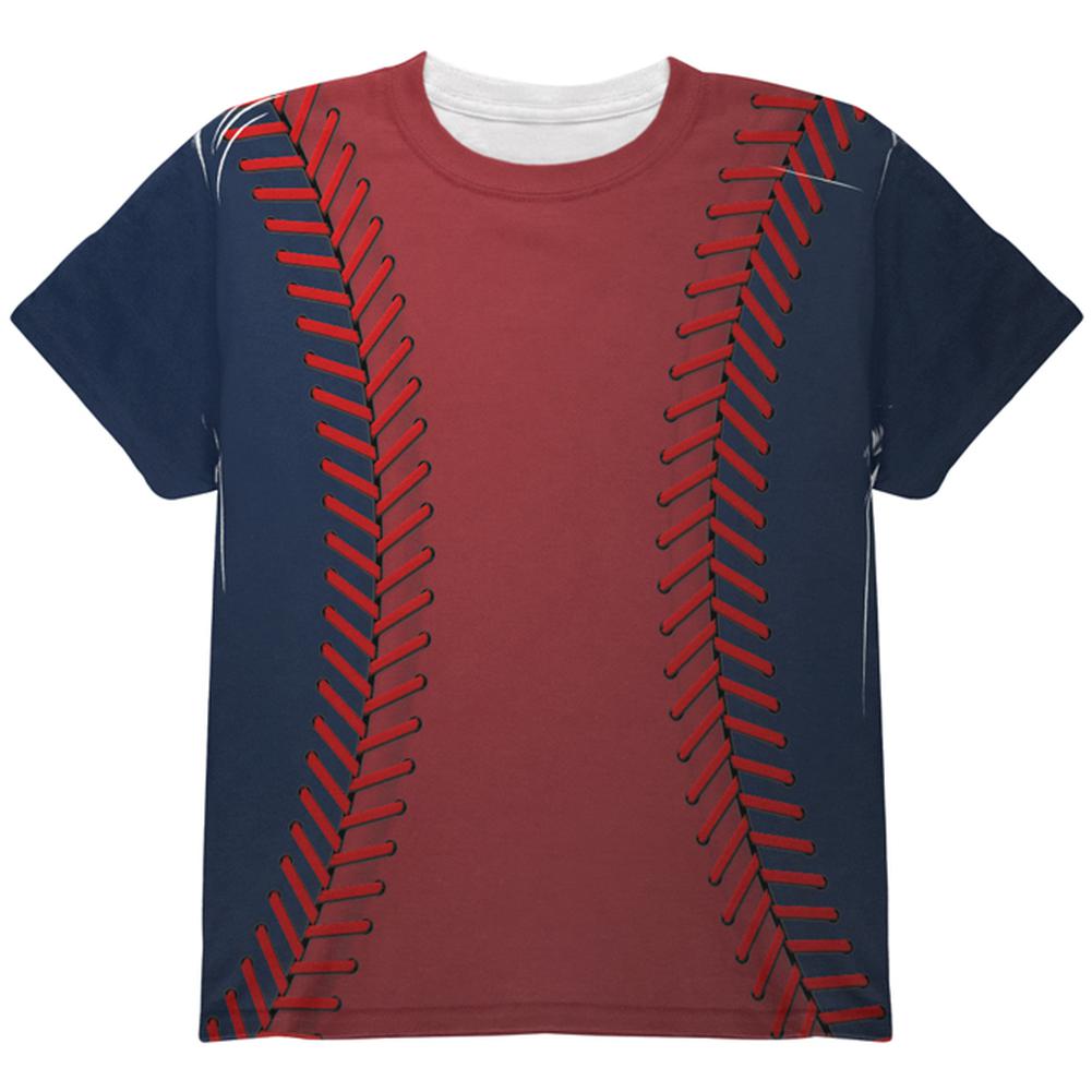 Baseball League Red and Navy Blue All Over Youth T Shirt Youth T-Shirts Old Glory LG Multi