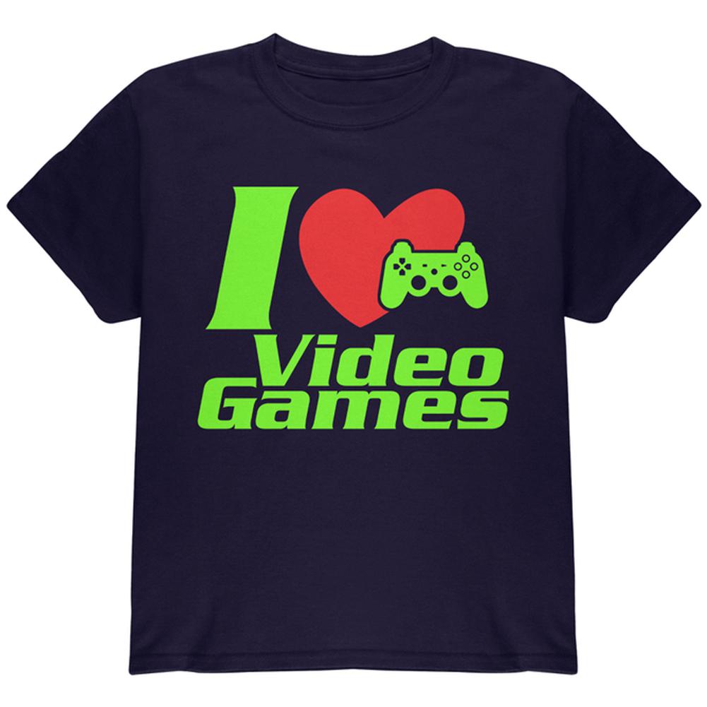 I Heart Video Games Gen 2 Youth T Shirt Youth T-Shirts Old Glory LG Navy