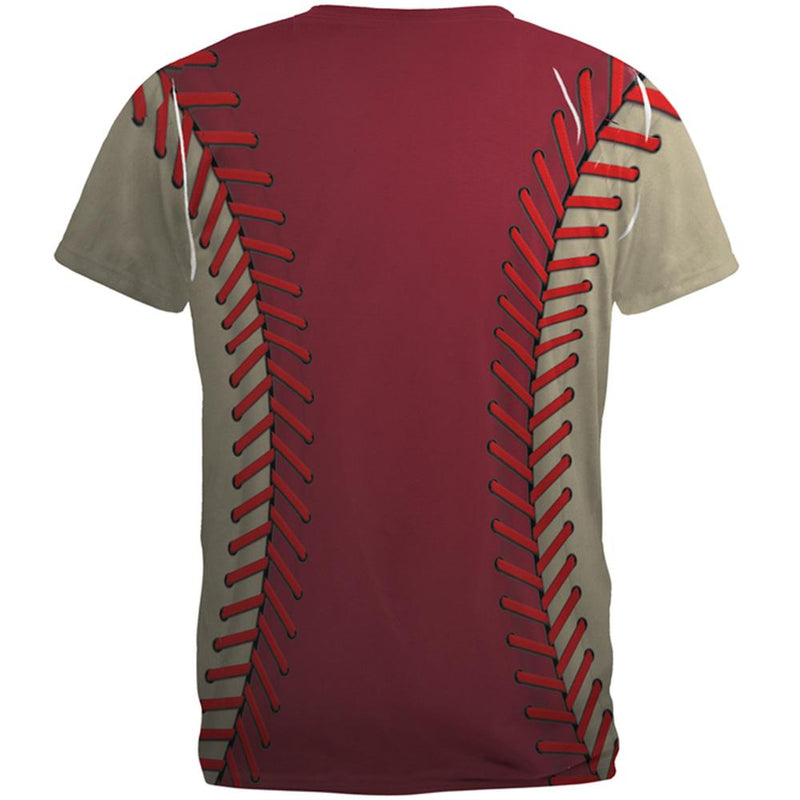 Baseball League Red and Sand All Over Mens T Shirt Men's T-Shirts Old Glory