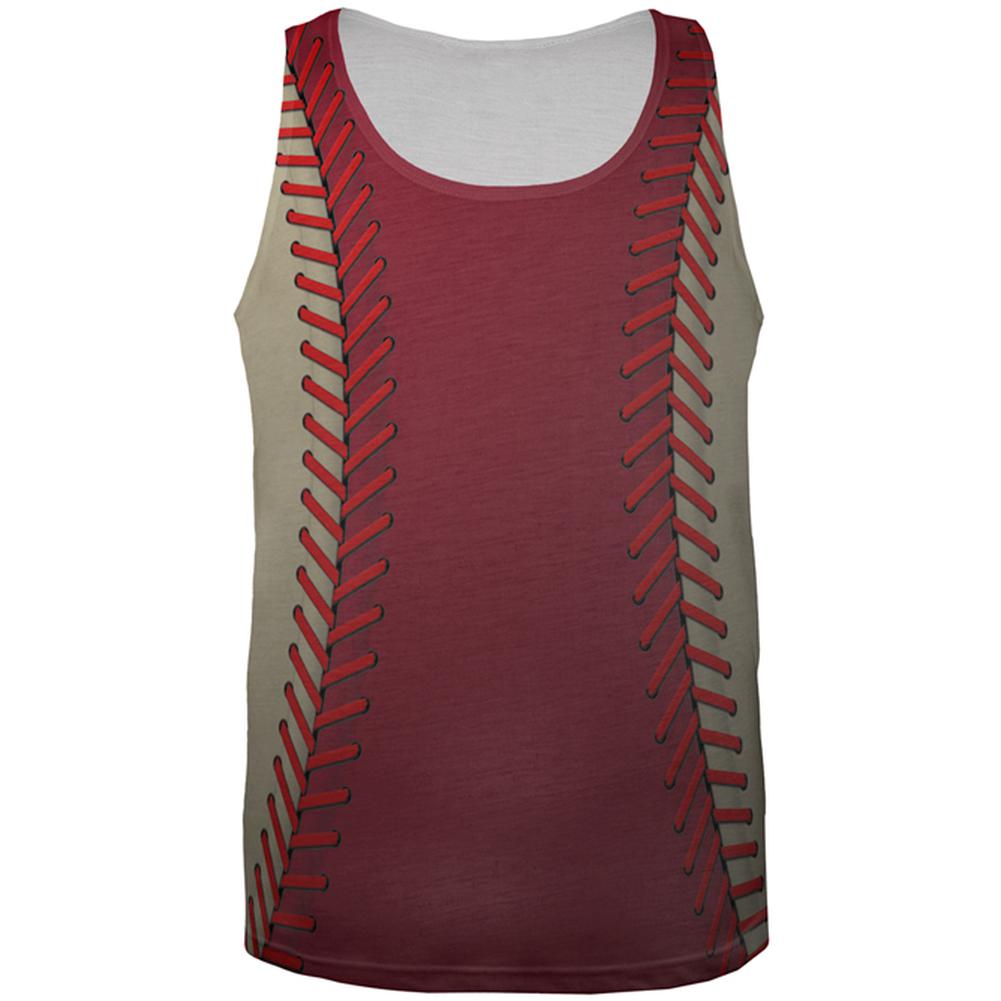 Baseball League Red and Sand All Over Mens Tank Top Men's Tank Tops Old Glory 2XL Multi