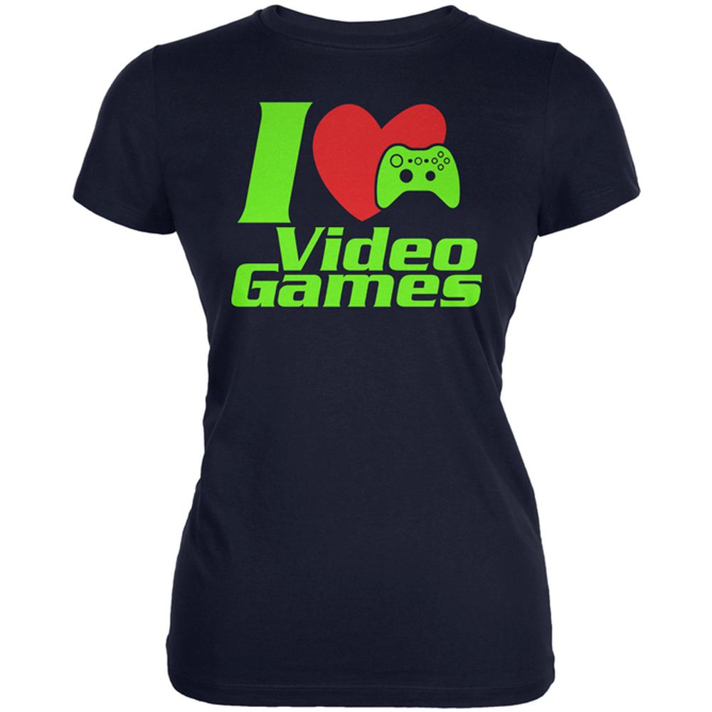 I Heart Video Games Gen 3 Juniors Soft T Shirt Juniors T-Shirts Old Glory 2XL Navy
