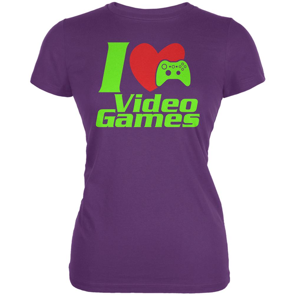 I Heart Video Games Gen 3 Juniors Soft T Shirt Juniors T-Shirts Old Glory LG Plum