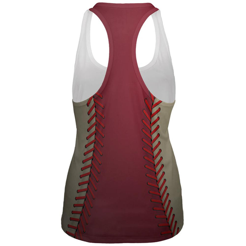 Baseball League Red and Sand All Over Womens Work Out Tank Top Women's Tank Tops Old Glory