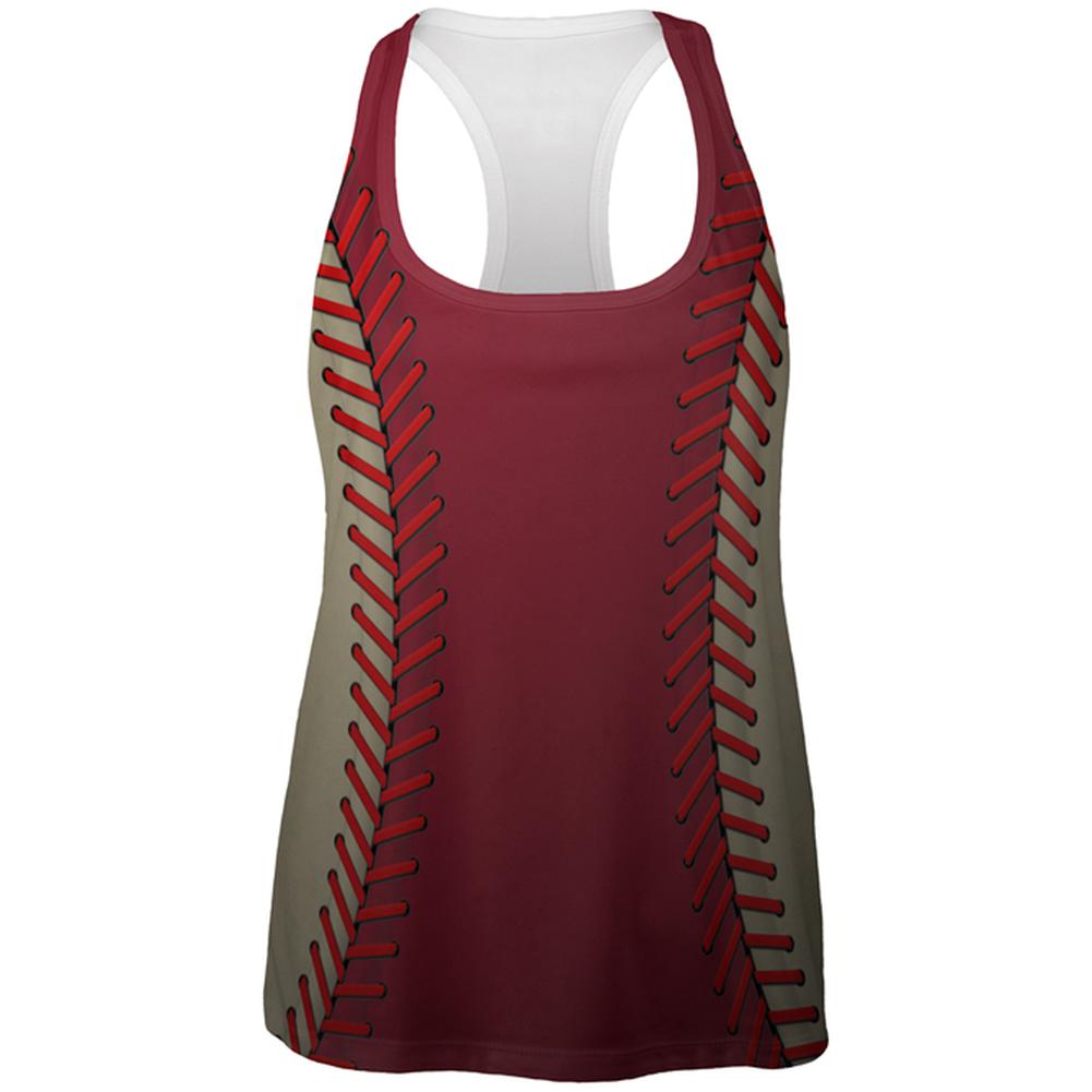 Baseball League Red and Sand All Over Womens Work Out Tank Top Women's Tank Tops Old Glory 2XL Multi