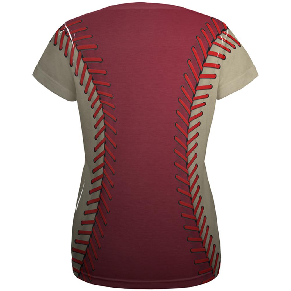 Baseball League Red and Sand All Over Womens T Shirt Women's T-Shirts Old Glory