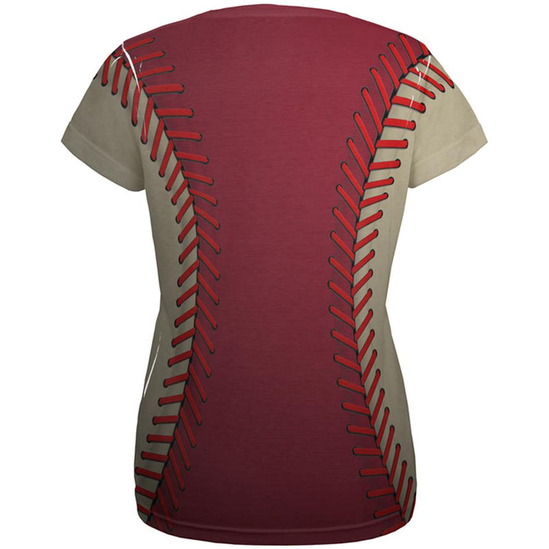 Baseball League Red and Sand All Over Womens T Shirt Women's T-Shirts Old Glory