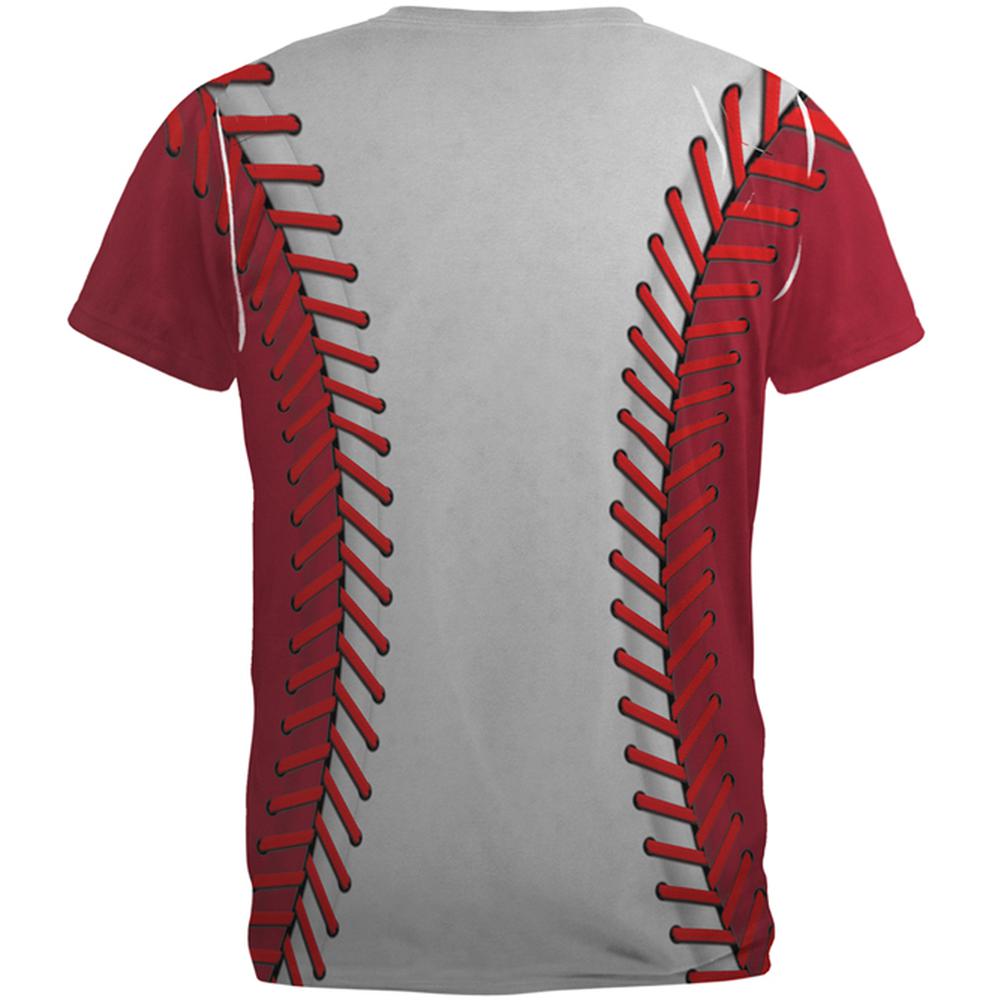 Baseball League White and Red All Over Mens T Shirt Men's T-Shirts Old Glory