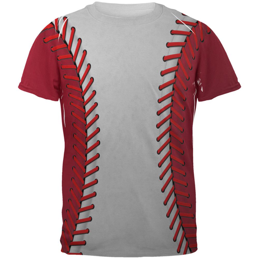 Baseball League White and Red All Over Mens T Shirt Men's T-Shirts Old Glory 2XL Multi