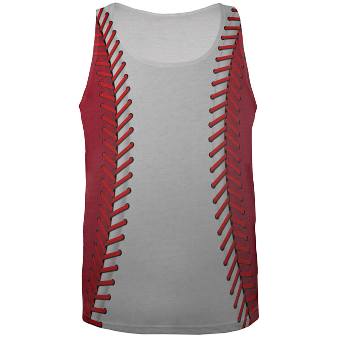 Baseball League White and Red All Over Mens Tank Top Men's Tank Tops global 2XL Multi