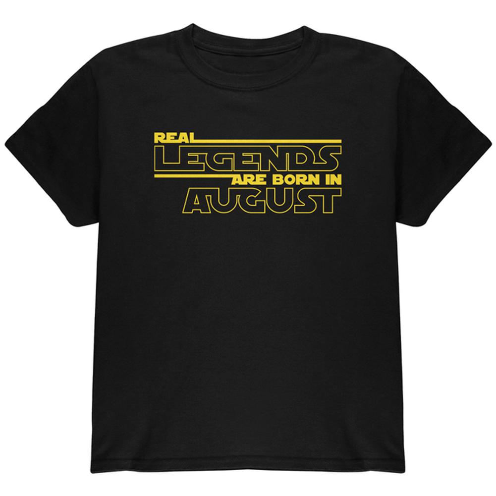 Real Legends are Born in August Youth T Shirt Youth T-Shirts Old Glory LG Black