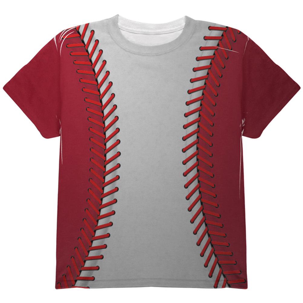 Baseball League White and Red All Over Youth T Shirt Youth T-Shirts Old Glory LG Multi