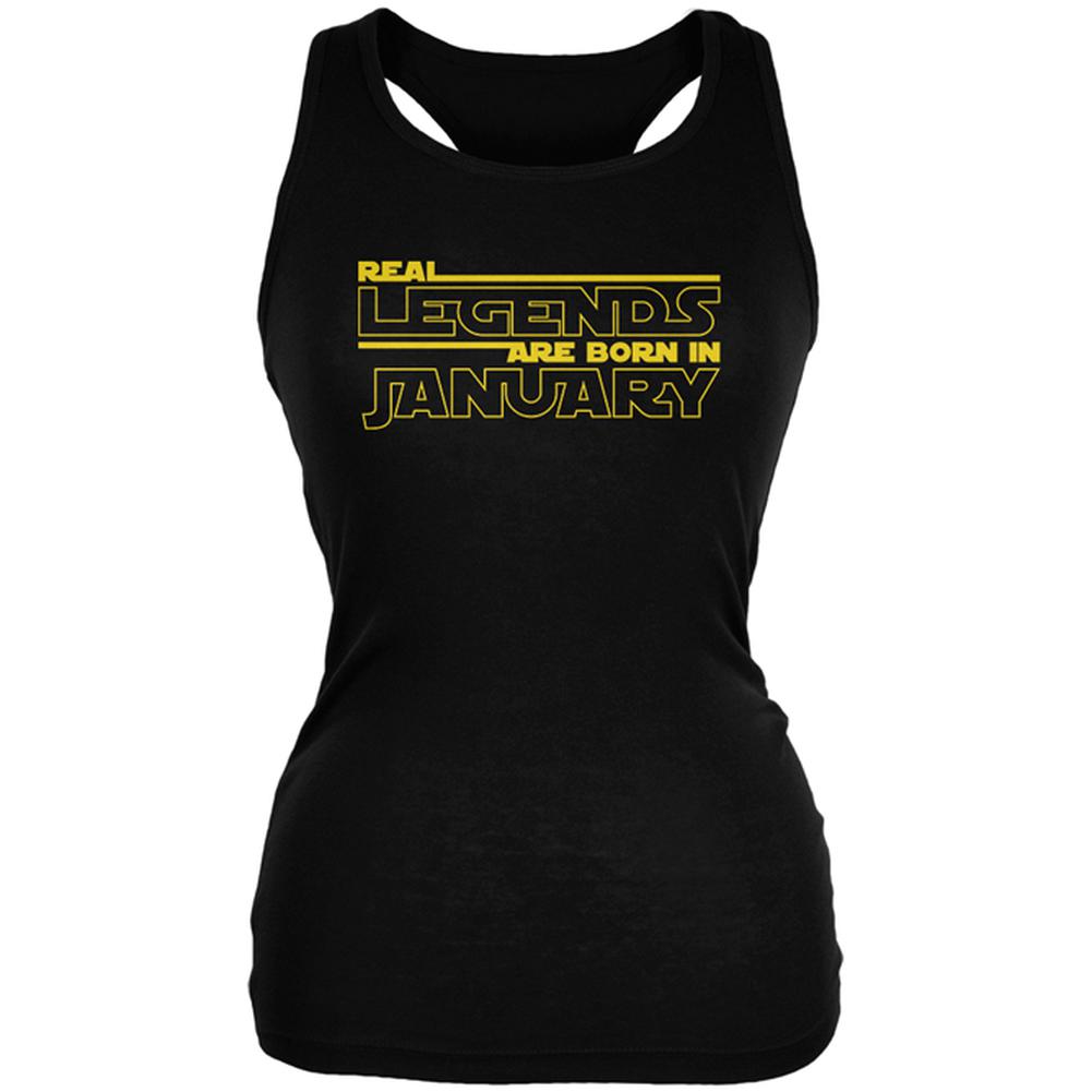 Real Legends are Born in January Juniors Soft Tank Top Juniors Tank Tops Old Glory 2XL Black