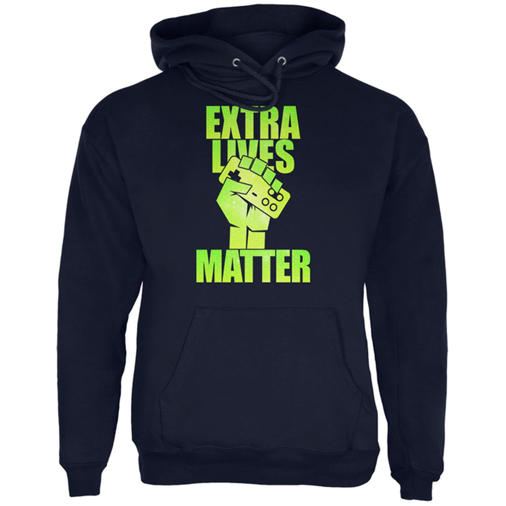 Video Games Extra Lives Matter Mens Hoodie Men's Hoodies Old Glory 2XL Navy